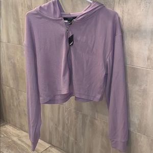 Forever 21 Waffle Knit Cropped Zip Up Hoodie - NWT